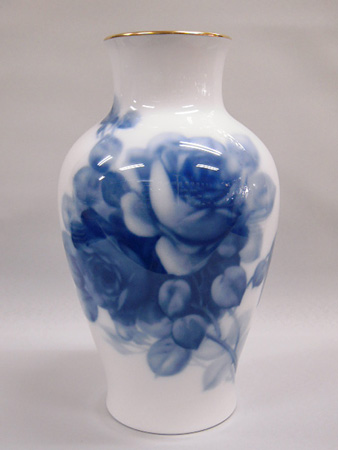 大倉陶園 ブルーローズ 花瓶 28cm